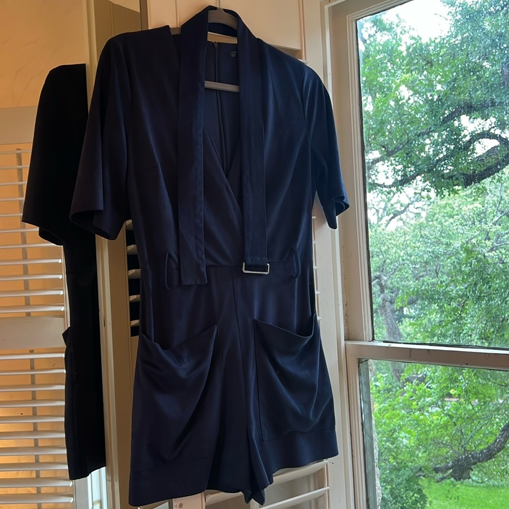 Faux Suede Navy Romper